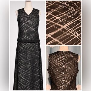 NOS vintage sheer and graphic skirt set dress.  Back button. Boho 90s